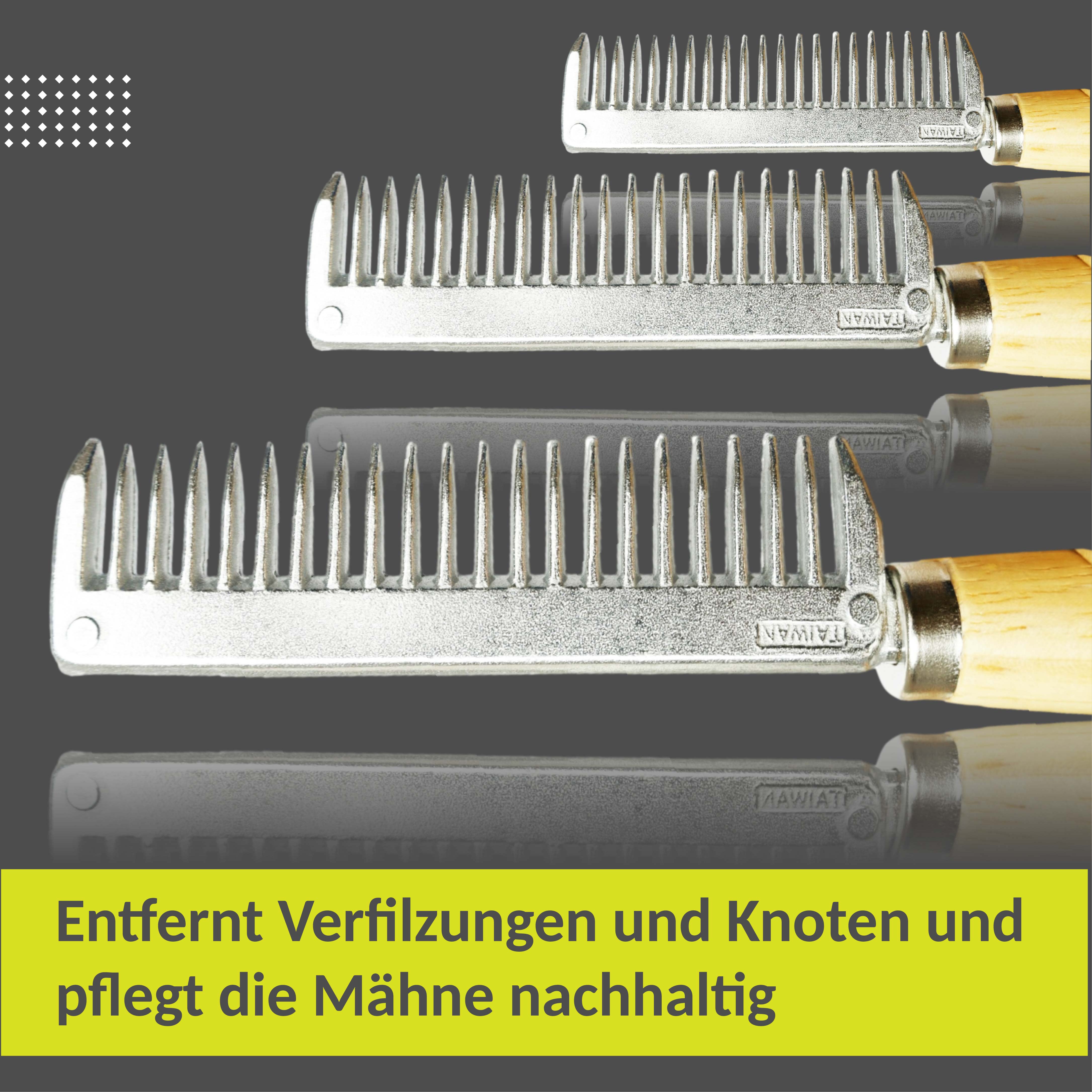 Mähnenkamm aus Metall mit stabilem Holzgriff